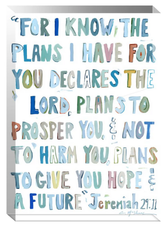Acrylic Verse Jeremiah 29:11 in Blues