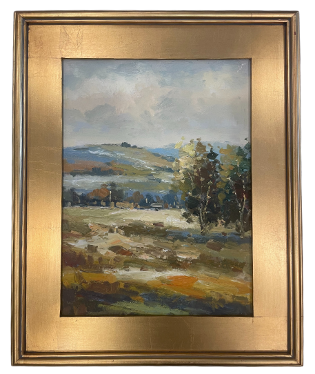 Framed Pastoral Hill Painting