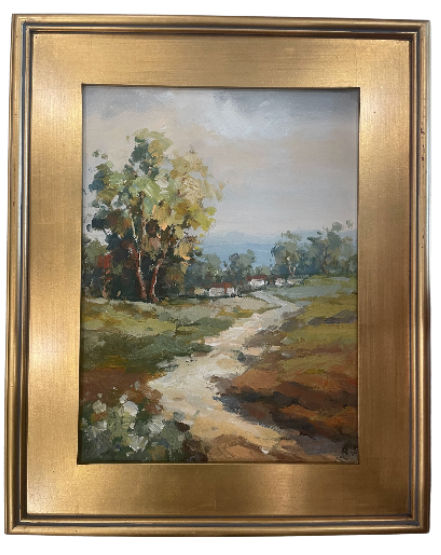 Framed Pastoral Path Painting