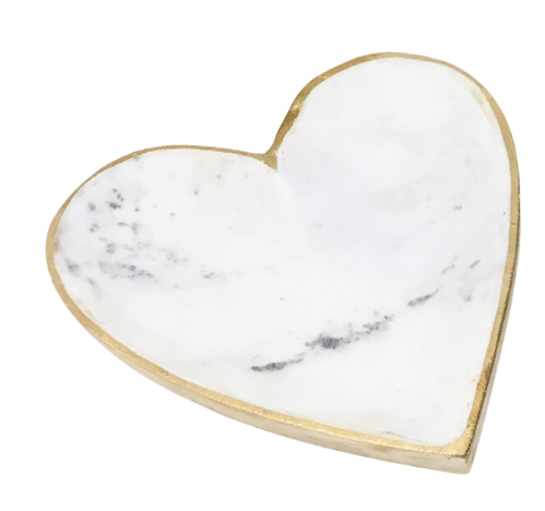 Marble Heart Tray with Gold Edges