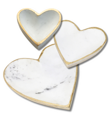 Load image into Gallery viewer, Marble Heart Tray with Gold Edges
