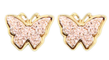 Load image into Gallery viewer, Butterfly Druzy Stud Earrings
