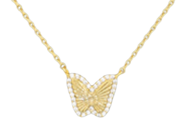 Butterfly Pendant Brass Necklace