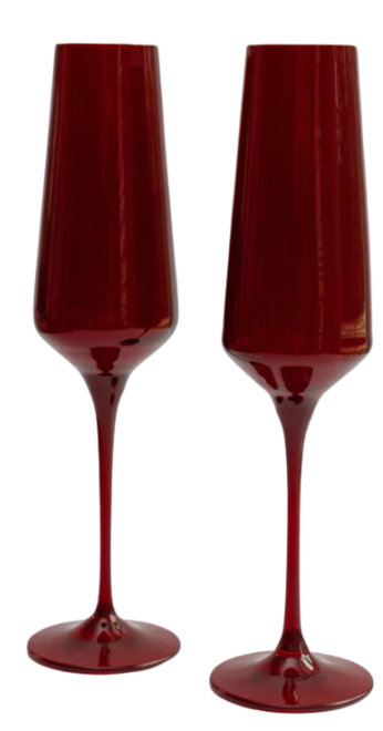 Estelle Red Champagne Flute Set of Two