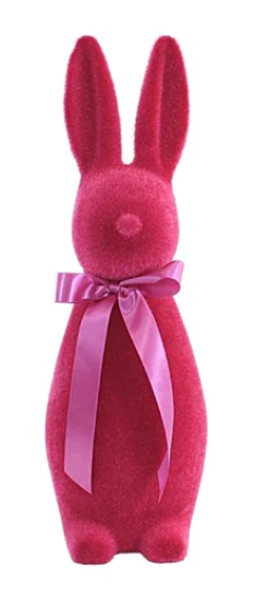 Flocked Medium Button Nose Bunny
