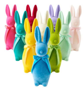 Flocked Medium Button Nose Bunny