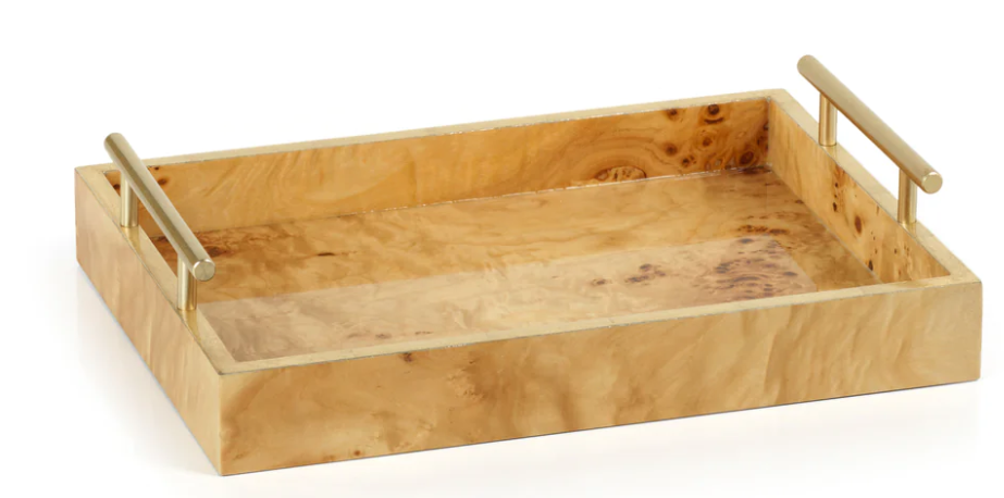 Zodax Burl Wood Medium Rectangular Tray