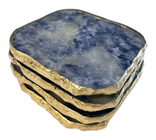 Load image into Gallery viewer, Blue Agate Marble Glass Coaster Set
