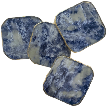 Blue Agate Marble Glass Coaster Set