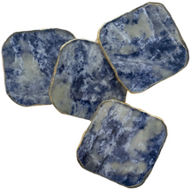 Load image into Gallery viewer, Blue Agate Marble Glass Coaster Set
