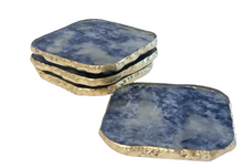 Load image into Gallery viewer, Blue Agate Marble Glass Coaster Set
