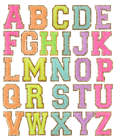 Letter Patches: SCL Rainbow Glitter