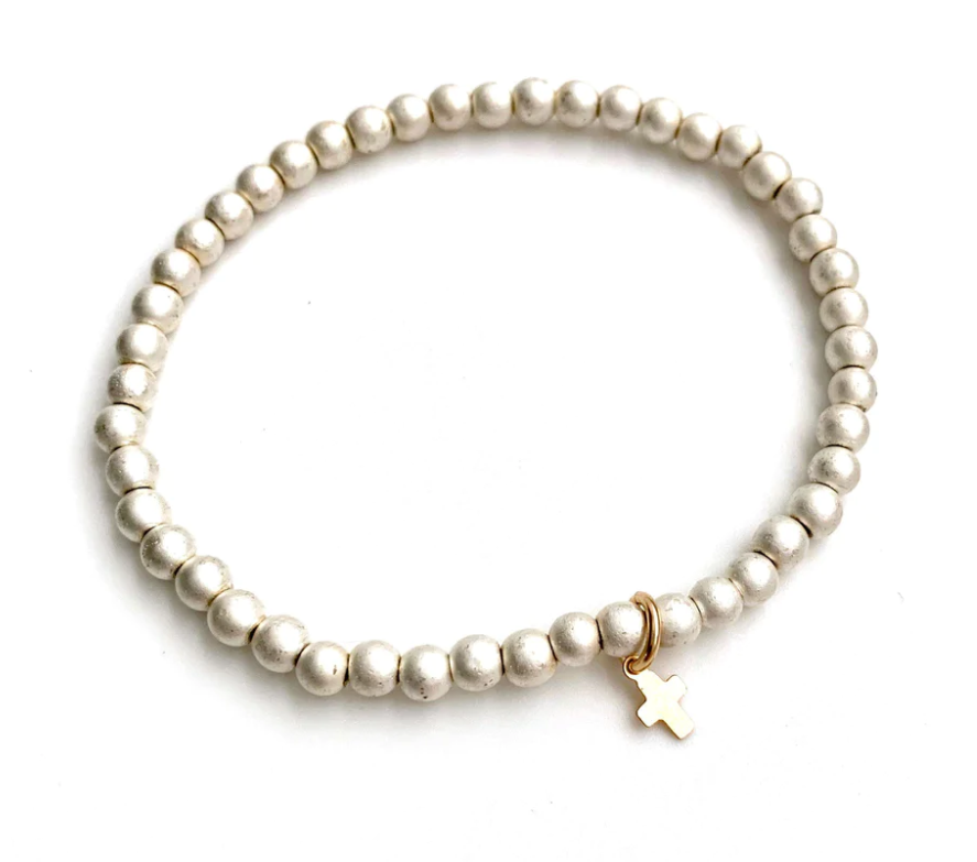 Erin Gray Luxe Cross Bracelet White