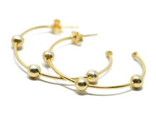 Load image into Gallery viewer, Erin Gray No. 14 Small Gold Hoop with Gold beads
