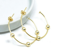 Load image into Gallery viewer, Erin Gray No. 14 Small Gold Hoop with Gold beads
