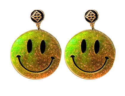 Holographic Glitter Smiley Face Earrings