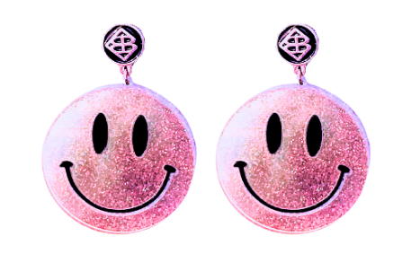 Holographic Glitter Smiley Face Earrings