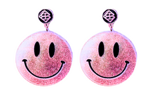 Load image into Gallery viewer, Holographic Glitter Smiley Face Earrings
