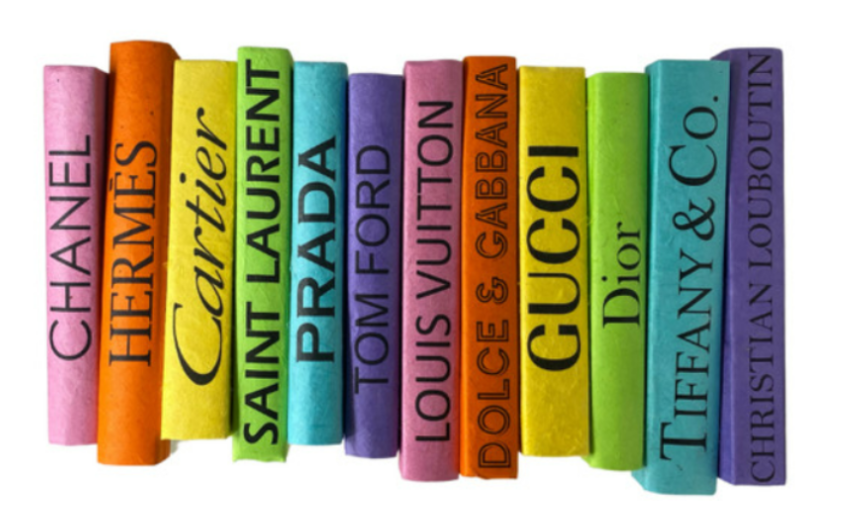 Decorative Books: Black Lettering on Colorful Spine