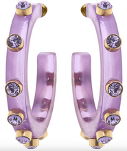 Load image into Gallery viewer, Resin and Rhinestone Hoop Earrings
