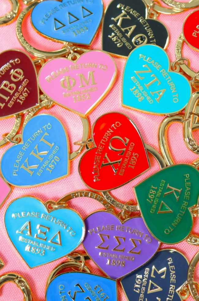 'Return To' Sorority Heart Key Ring