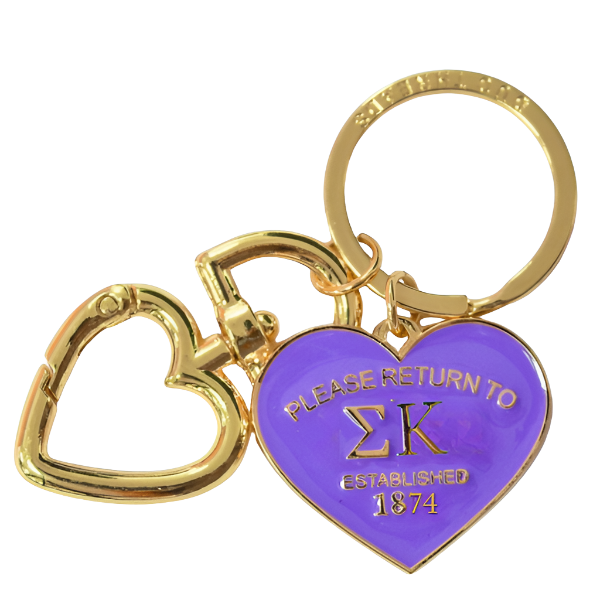 'Return To' Sorority Heart Key Ring