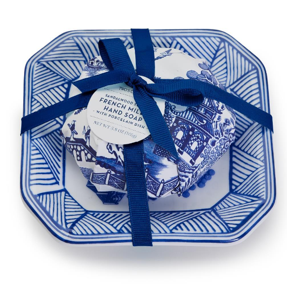 Blue Willow Soap with Porcelain Tray