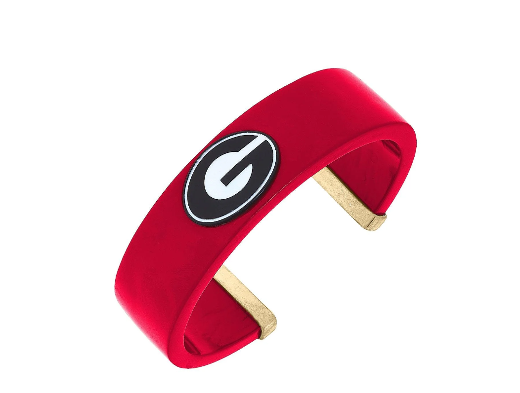 Georgia Bulldogs Resin Logo Cuff Bracelet in Red