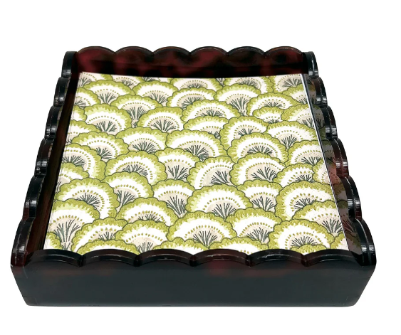 Tortoise Green Scalloped Napkin Box