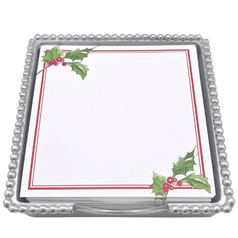 Mariposa Holly Berry Beaded Note Pad Holder