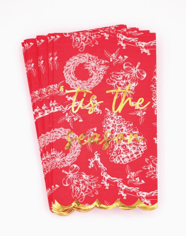 Red Toile Paper Guest Towels