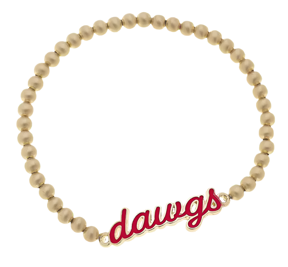 Georgia Bulldogs Enamel Script Stretch Bracelet in Red