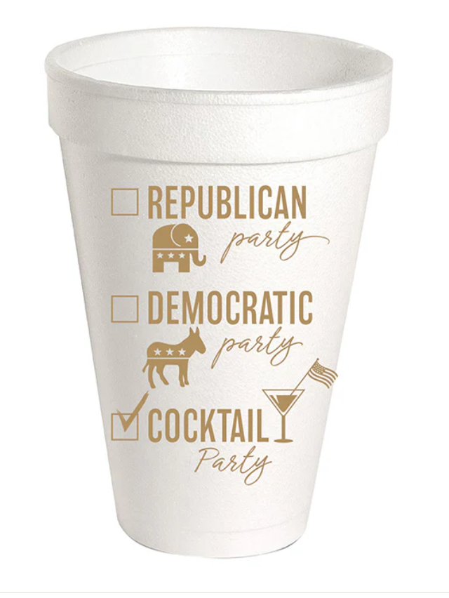 Republican Party Democratic Party Cocktail Party Styrofoam Cup S/10