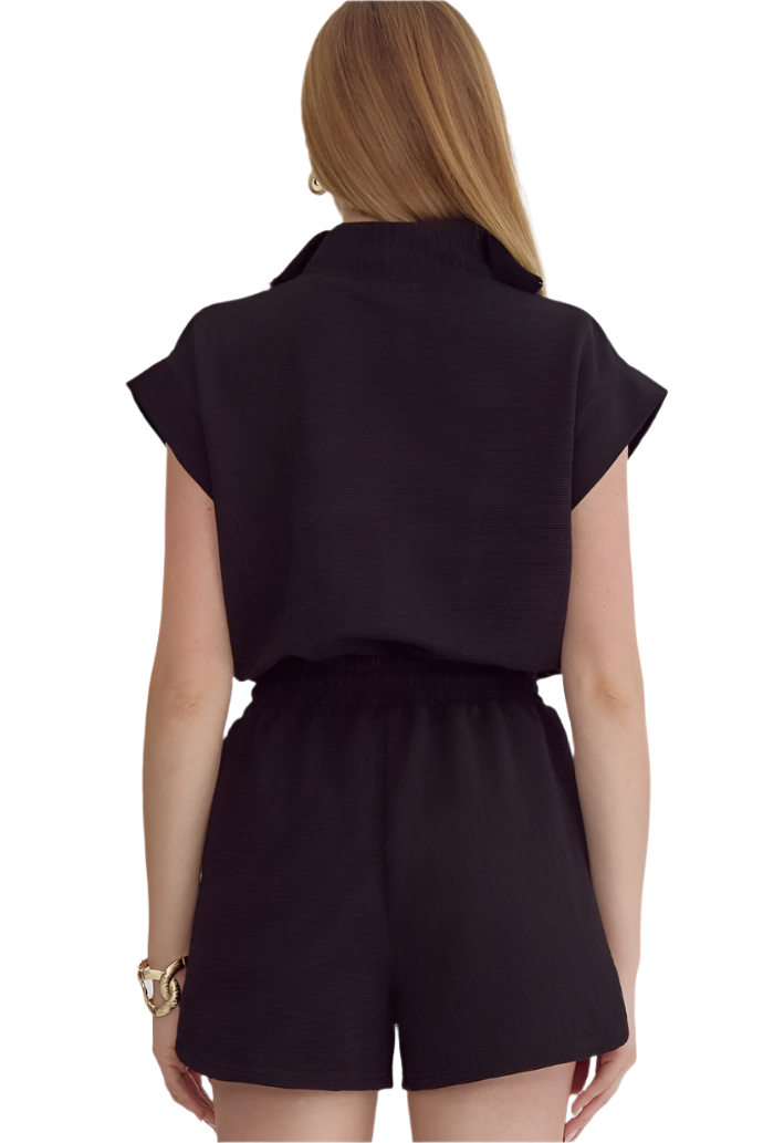 Black Knit Short Romper