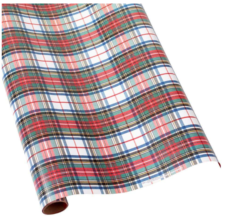 Caspari Dress Stewart Tartan Reversible Gift Wrap