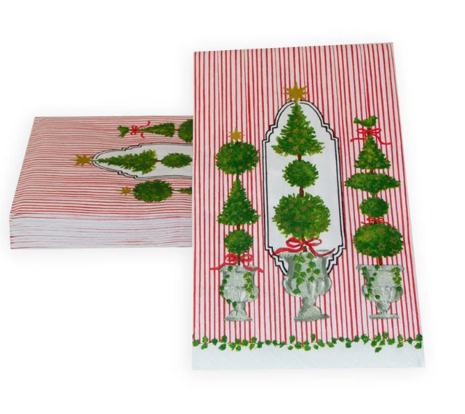 Caspari Eloise Red Guest Towels
