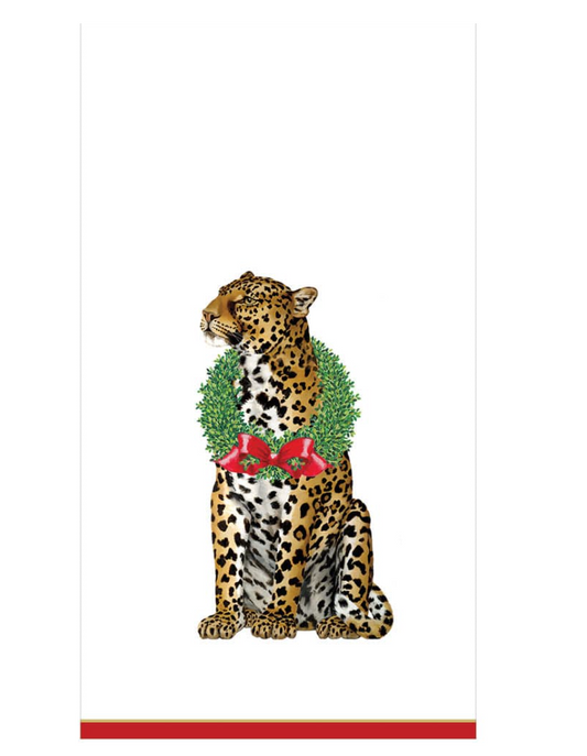 Caspari Wild Christmas Ivory Guest Towels