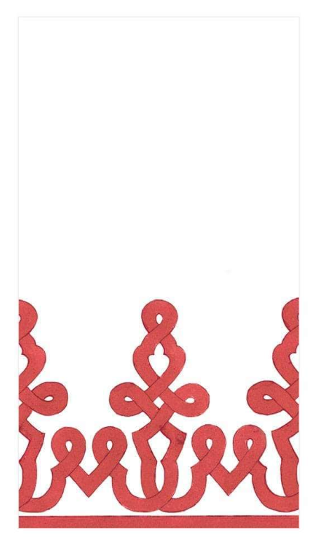 Caspari Dessin Red Passementerie Paper Linen Guest Towel