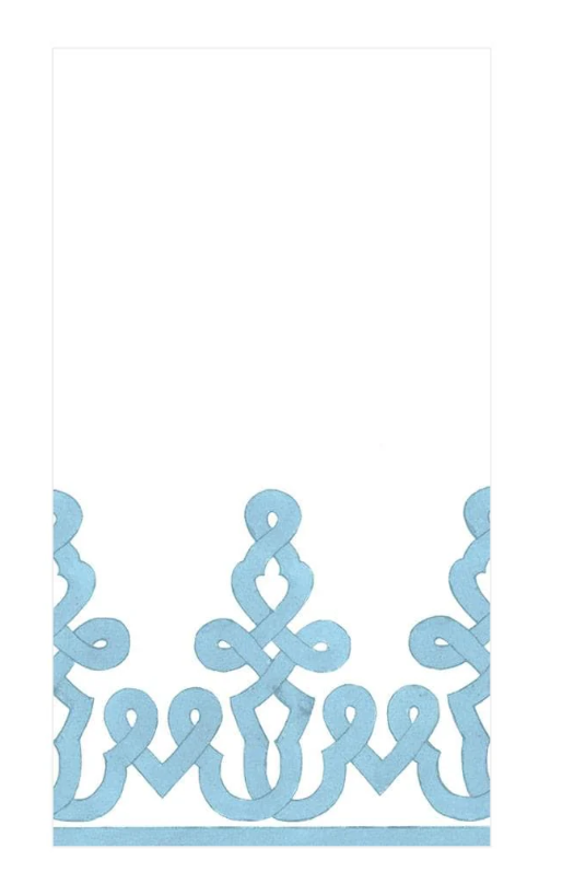 Caspari Dessin Stone Blue Passementerie Paper Linen Guest Towel