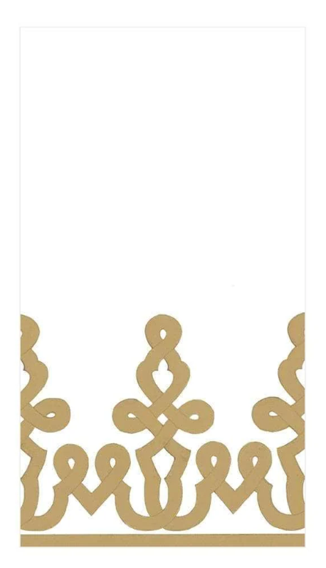 Caspari Dessin Gold Passementerie Paper Linen Guest Towel