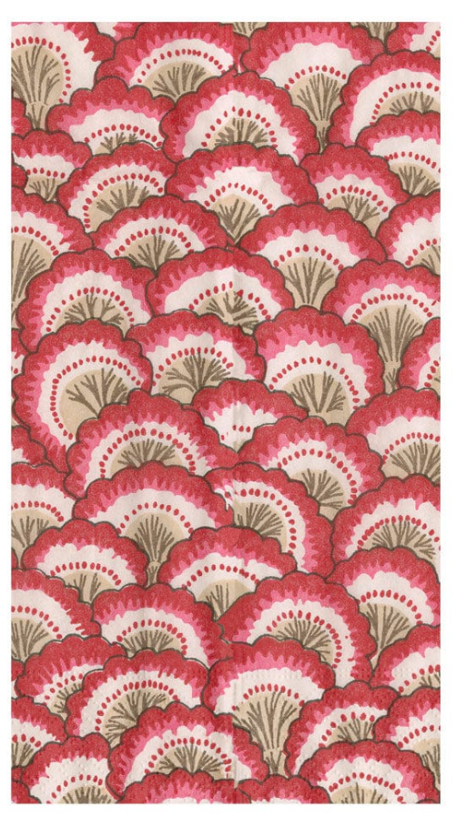 Caspari Pierre Frey Pontchartrain Scallop Red Guest Towels