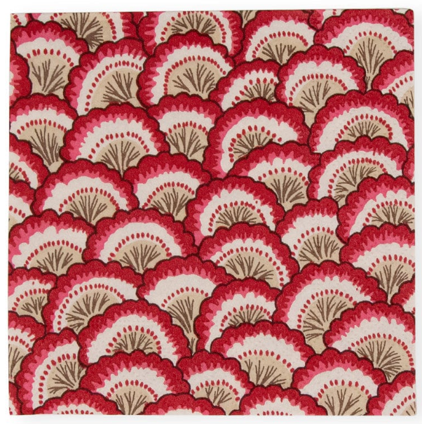 Caspari Pierre Frey Pontchartrain Red Scallop Cocktail Napkins