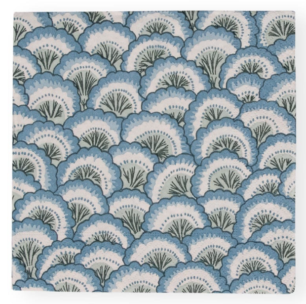 Caspari Pierre Frey Pontchartrain Blue Scallop Cocktail Napkins