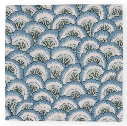 Caspari Pierre Frey Pontchartrain Blue Scallop Cocktail Napkins