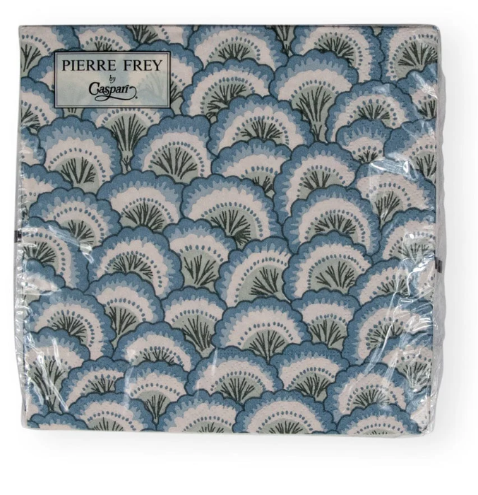 Caspari Pierre Frey Pontchartrain Blue Scallop Cocktail Napkins