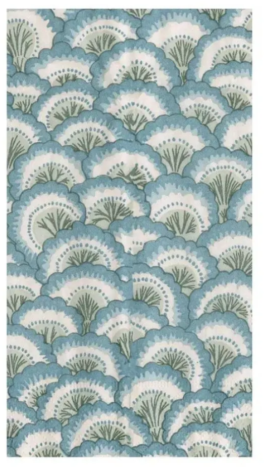 Caspari Pierre Frey Pontchartrain Scallop Blue Guest Towels