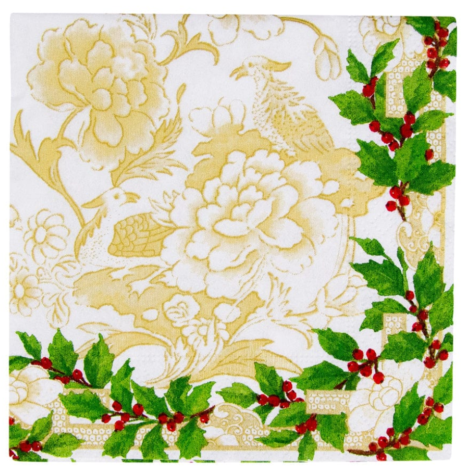 Caspari Holly Ceramic Cocktail Napkins