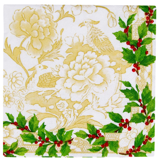 Caspari Holly Ceramic Cocktail Napkins