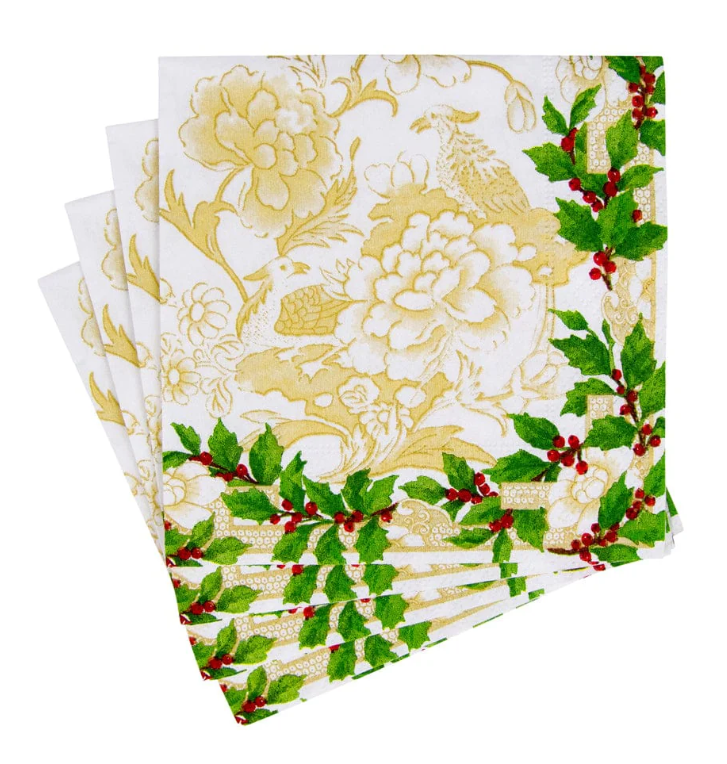 Caspari Holly Ceramic Cocktail Napkins