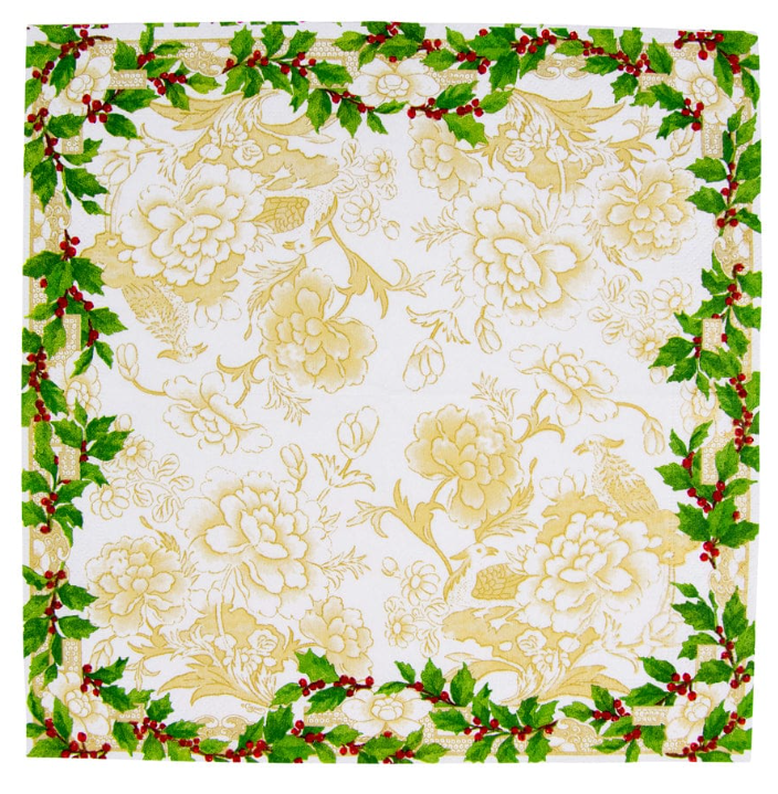 Caspari Holly Ceramic Cocktail Napkins